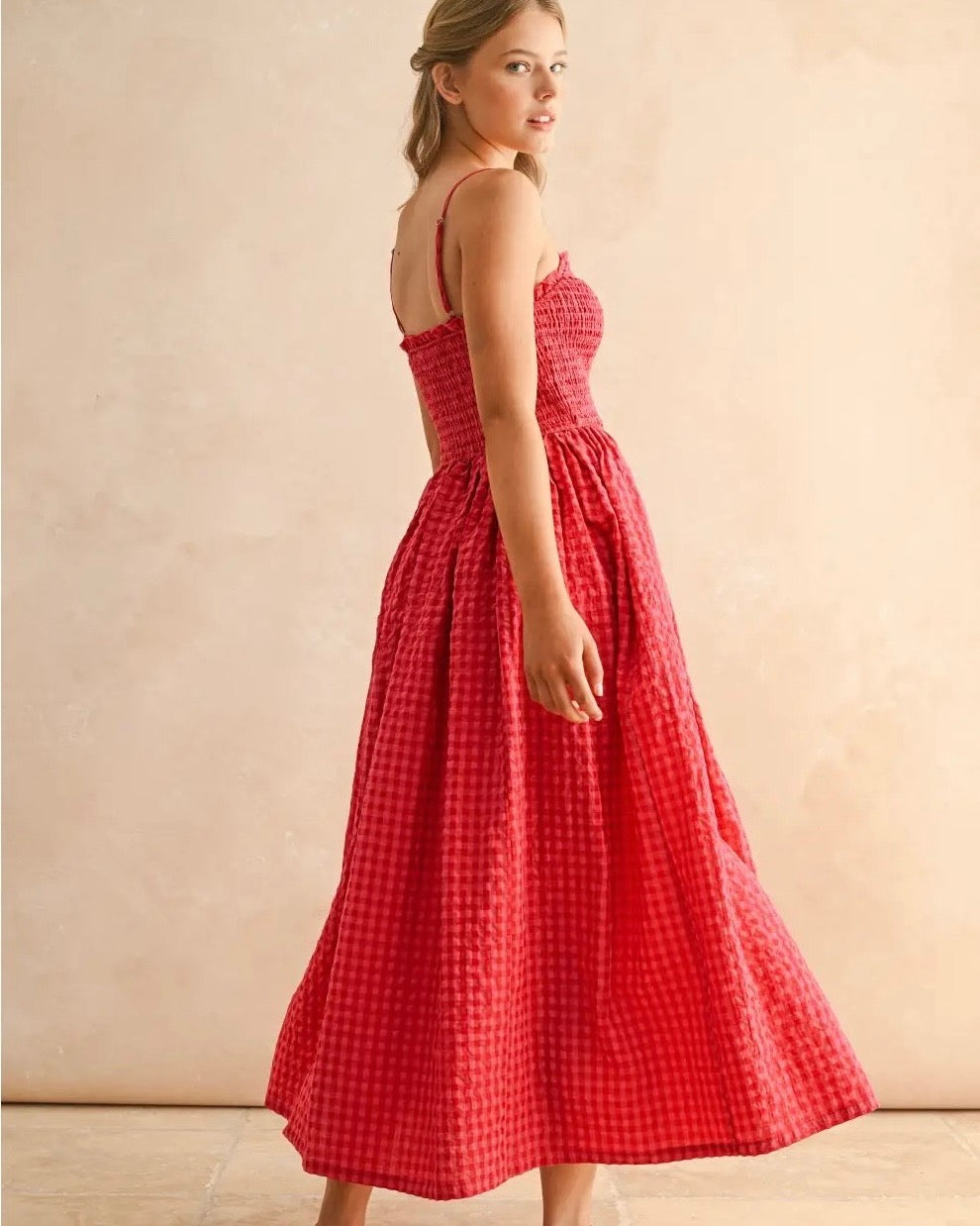gingham formal dress Miou Muse Maxi in Cherry – Monelle Vermont OB 32/US 28 Color:DARK GREY Clarisse 810807 - Long polished enough to walk