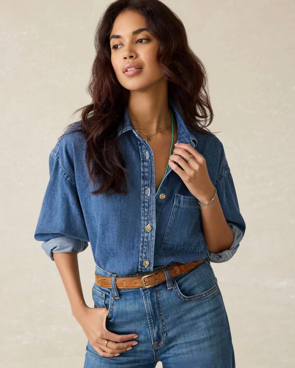 (取寄) ファリティ レディース サンフェア デニム シャツ Faherty women Sunfair Denim Shirt Midnight Tide Wash Sunfair Denim Shirt - Beacon Hill Wash | Faherty Brand