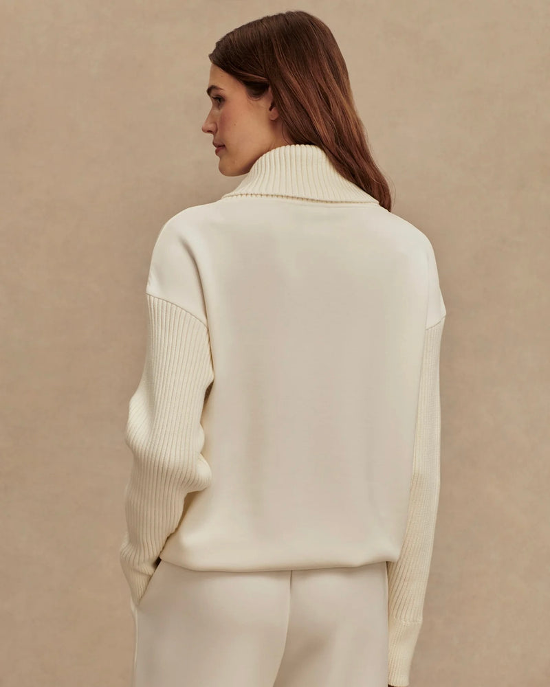 Varley Hannah Cowl Neck Sweat in Egret