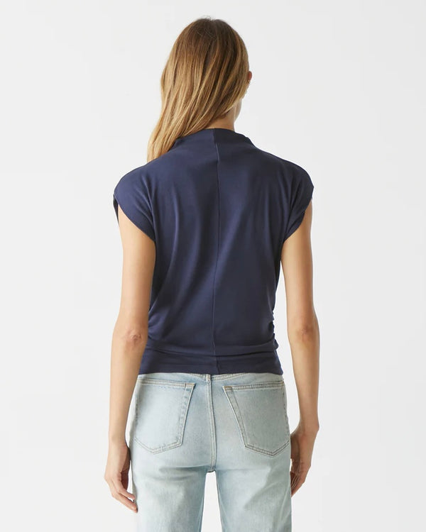 Michael Stars Amara Mock Neck Powershoulder Top