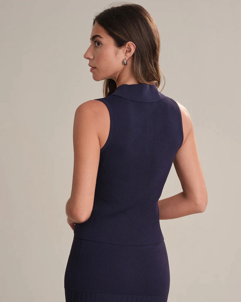 525 Nikki Johnny Collar Solid Tank