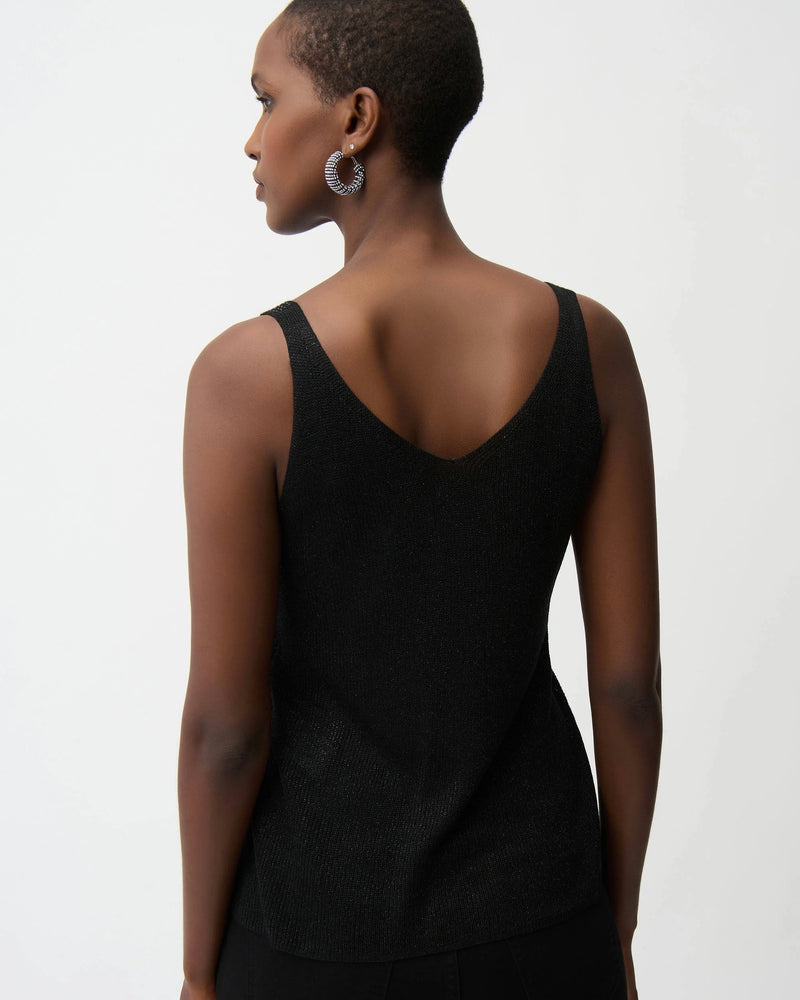 Joseph Ribkoff Metallic Knitted Camisole with Rhinestones in Black