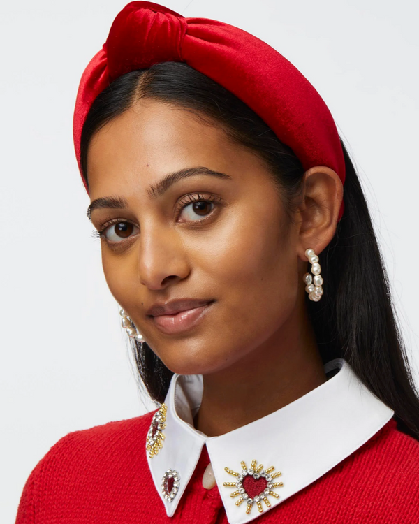 Lele Sadoughi Velvet Knotted Headband - Red