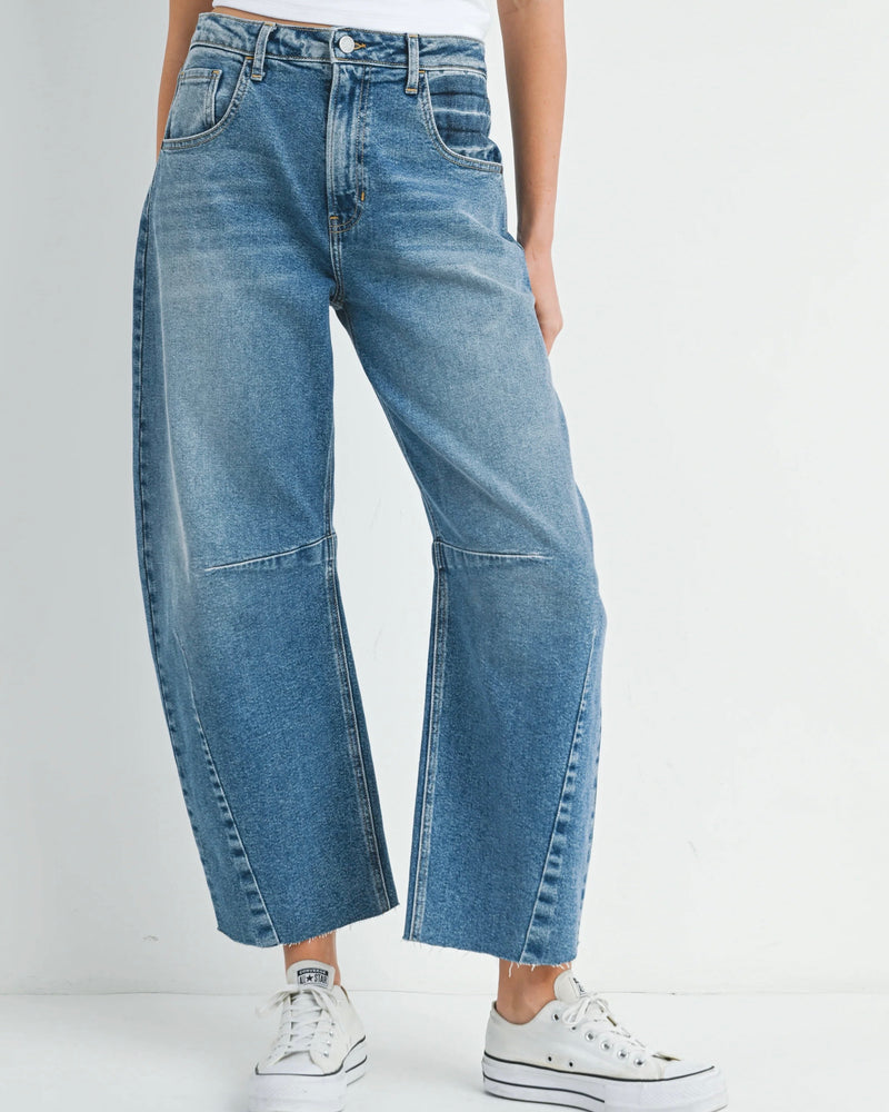 Just Black Denim Barrel Jean with Seams