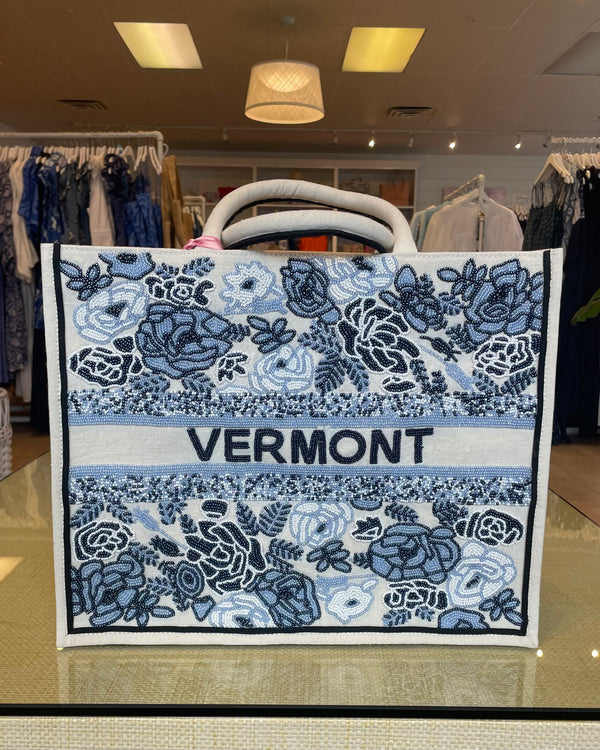 Blue Floral VERMONT Book Tote