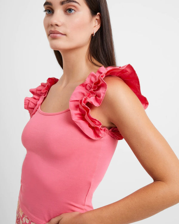 French Connection Rallie Organic Frill Sleeve Tank