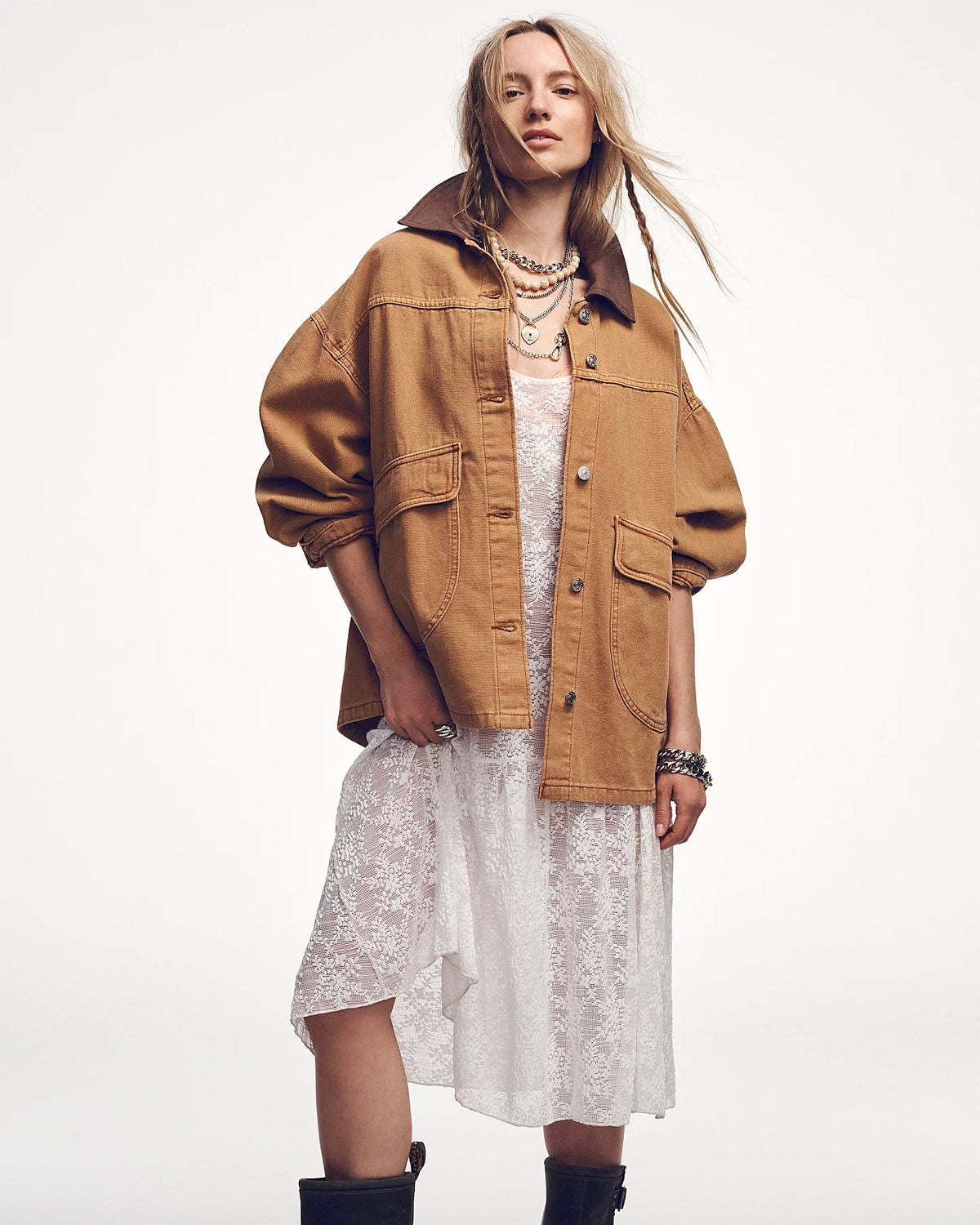Tunique Free People « Mod About It » Rayée Orange/beige - Taille M Neuve Avec étiquettes
