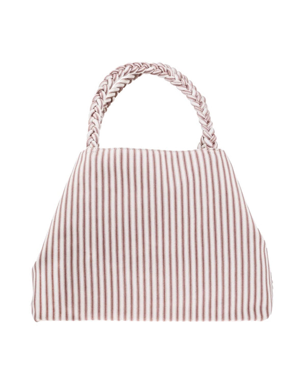 Bon Dep Ticking Fabric Shopper - Dusty Pink