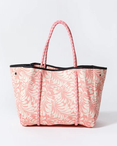 Palm Dreams Pink Neoprene Tote