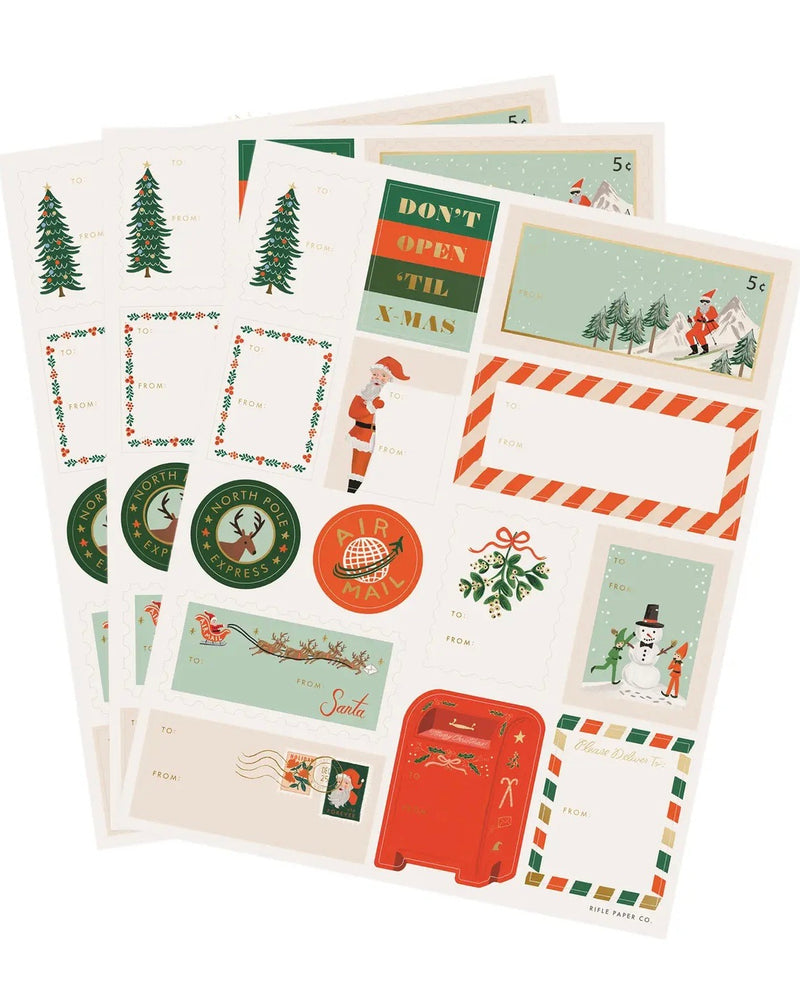 Rifle Paper Co. Pack of 3 Santa’s Workshop Stickers & Labels