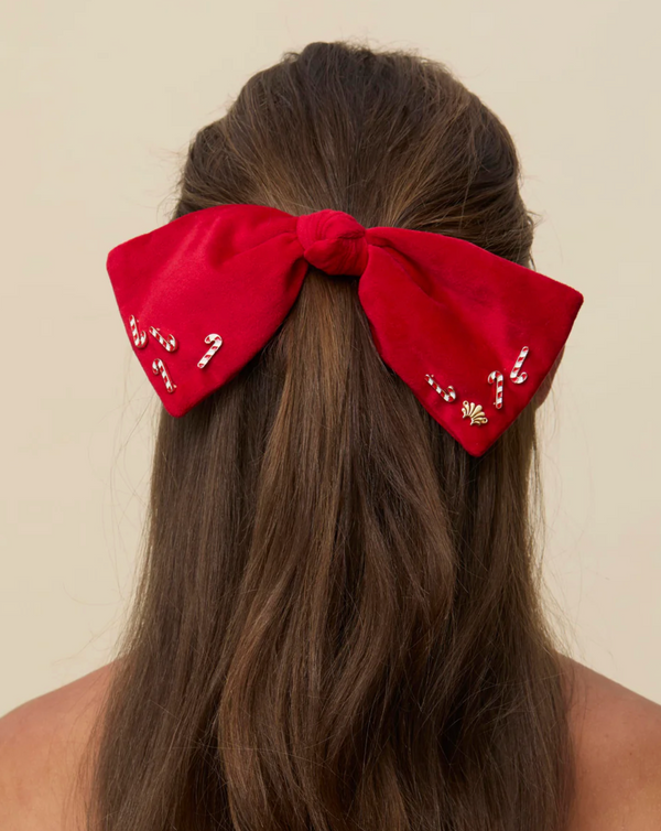 Lele Sadoughi Paloma Candy Cane Bow Barrette