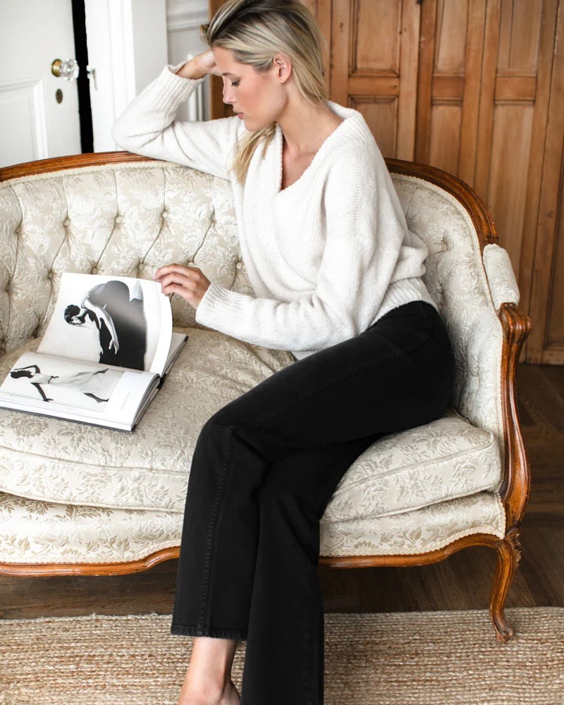 Emerson Fry Boxy V Neck Sweater in Birch Wool