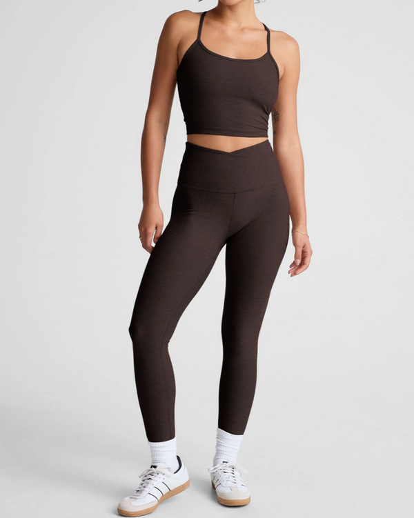 Beyond Yoga At Your Leisure High Waisted Legging in Dark Chocolate Heather