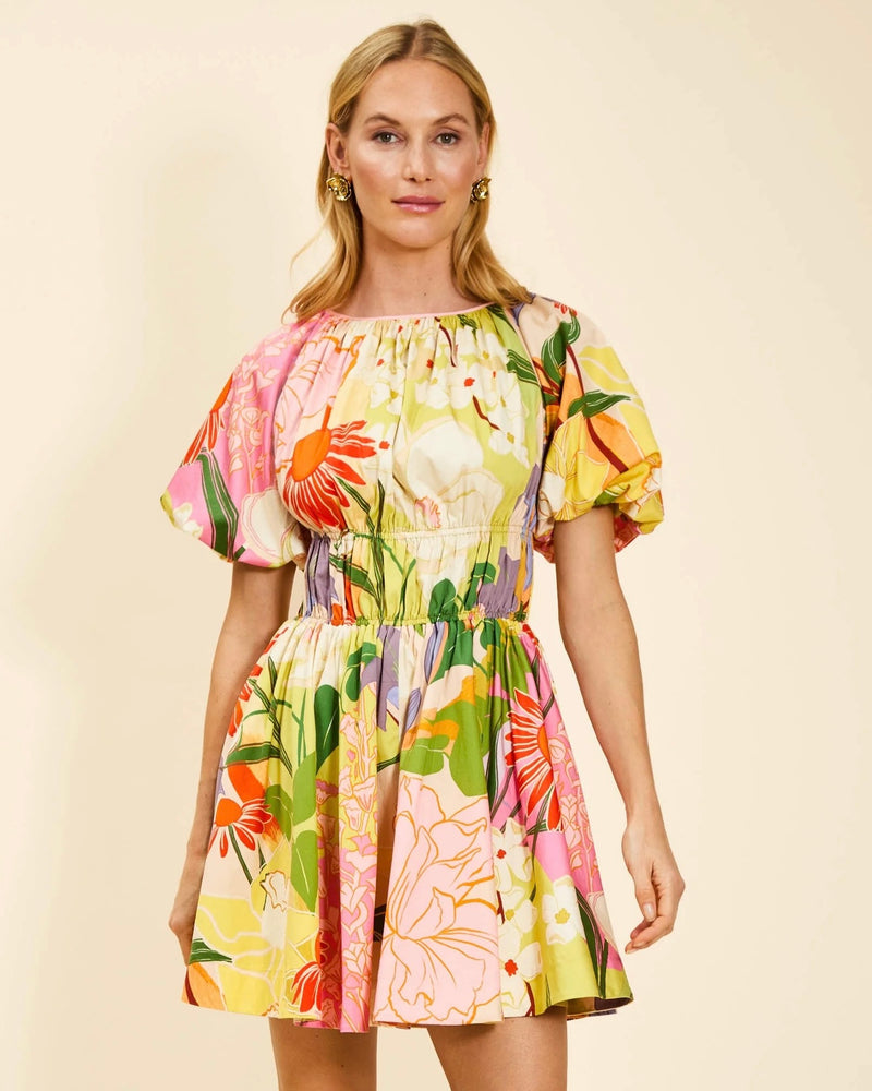 mestiza mini dress Breakfast Smocked flare mini features a Zara - Draped Mini Color:Black Pearl campaign:field-notes-US