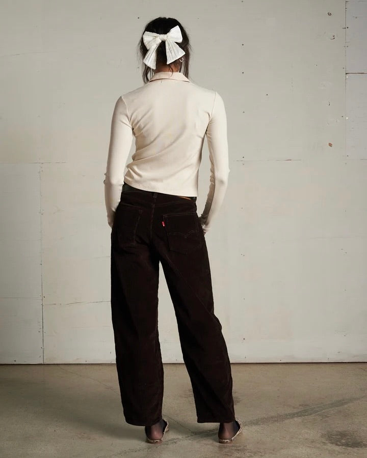 PWT Amee Luxe Rib Long Sleeve Button Polo