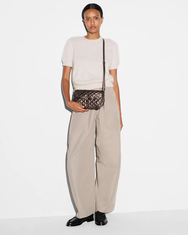 MZ Wallace Small Astor Convertible Clutch - Espresso Metallic Leather