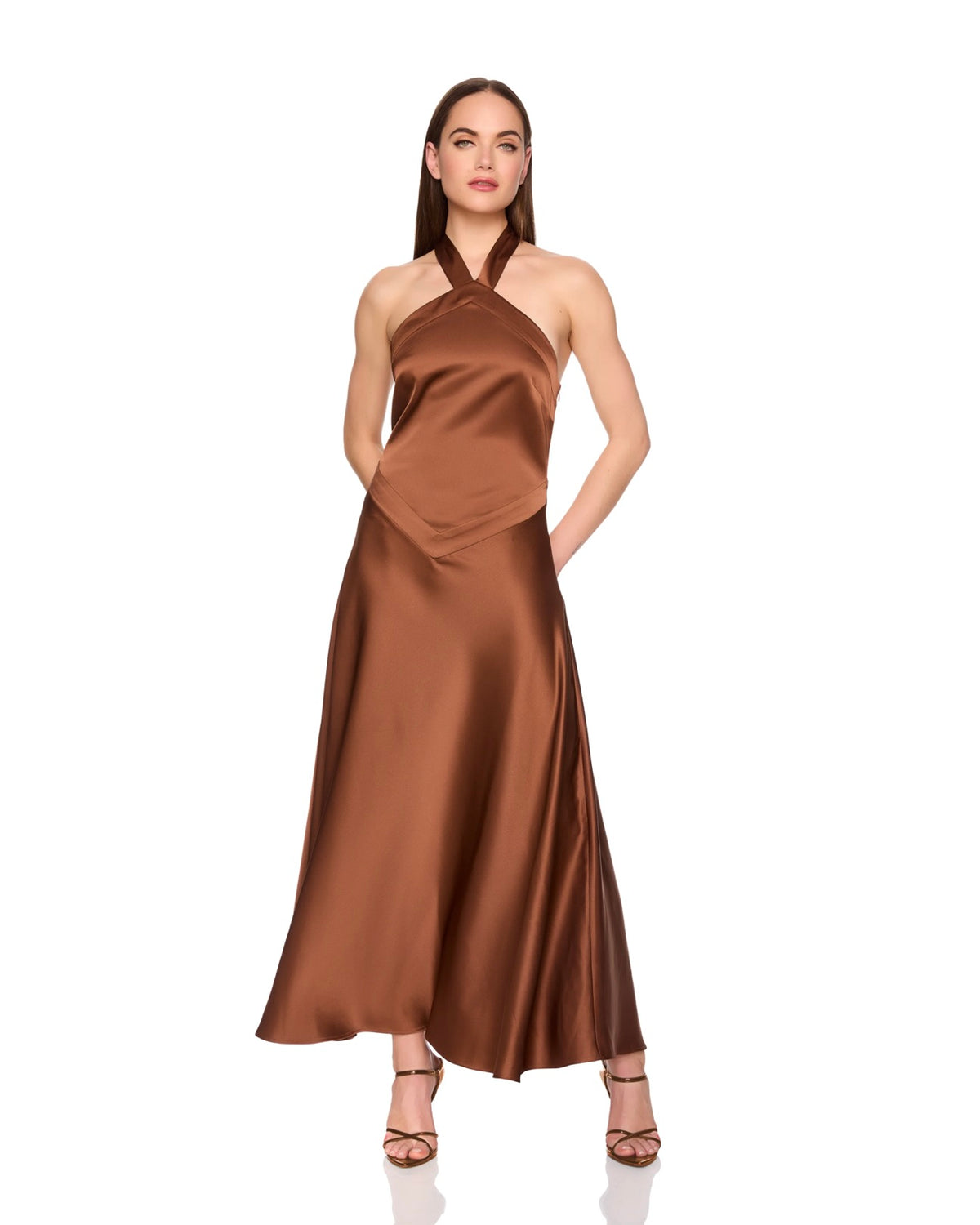 susana monaco halter dress Satin X Front Tie 42
