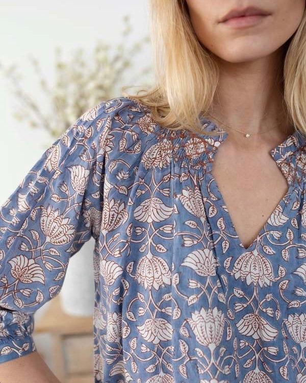 Marea Cordelia Top in Blue Indigo Lotus