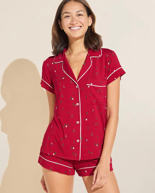 Eberjey Holiday Gisele Printed Shortie PJ Set