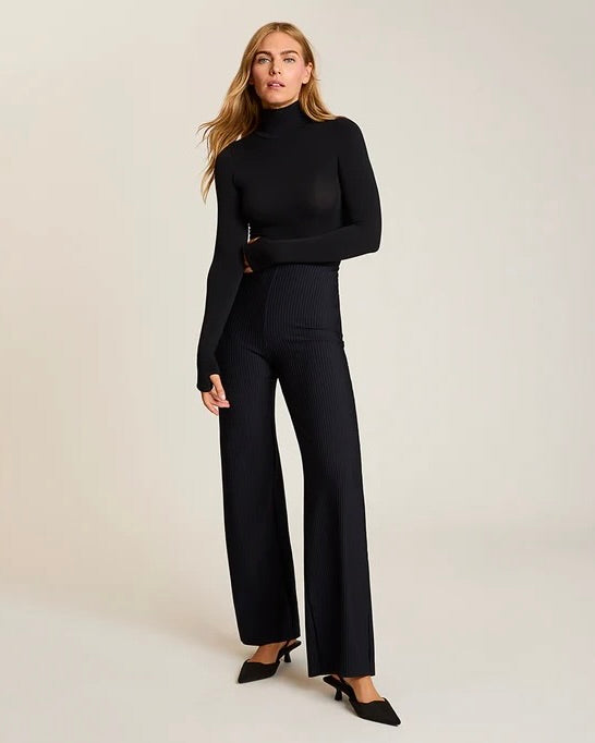 Commando Neoprene Stripe Wide Leg Pant in Navy Stripe