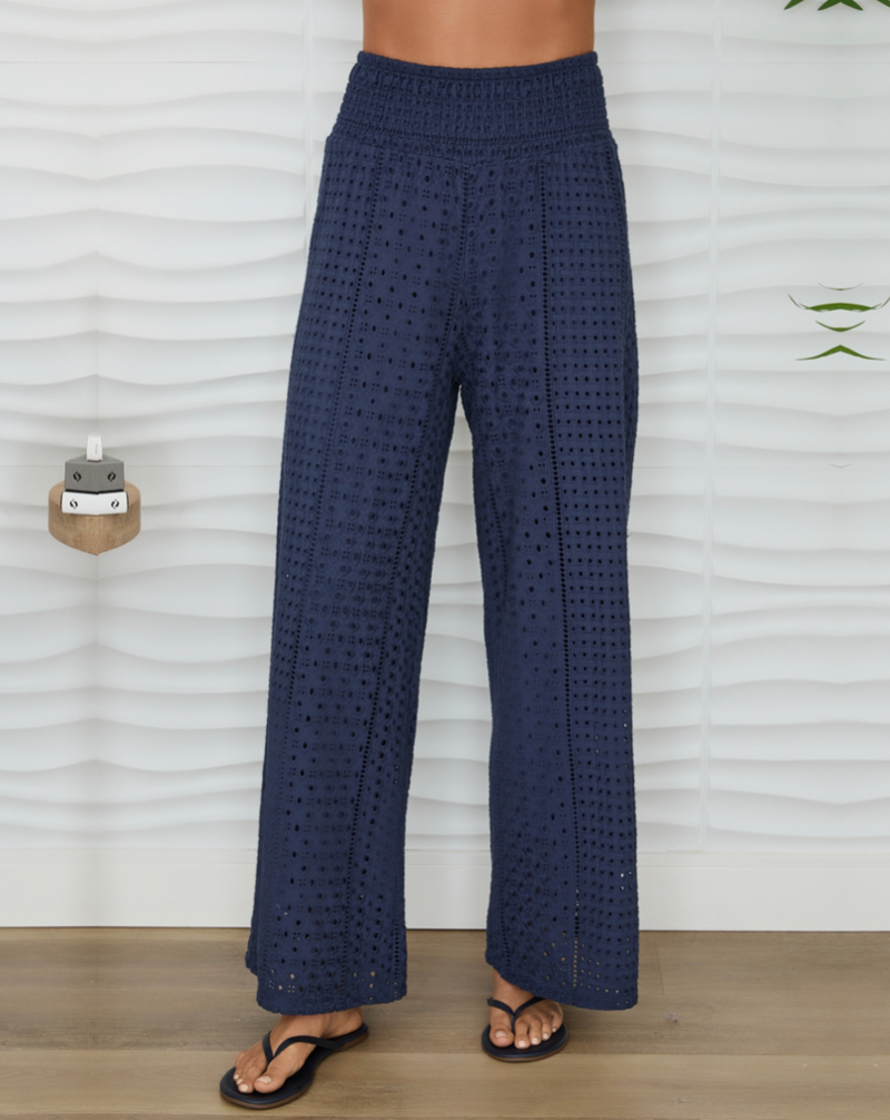Milio Milano High Rise Eyelet Wide Leg Pant