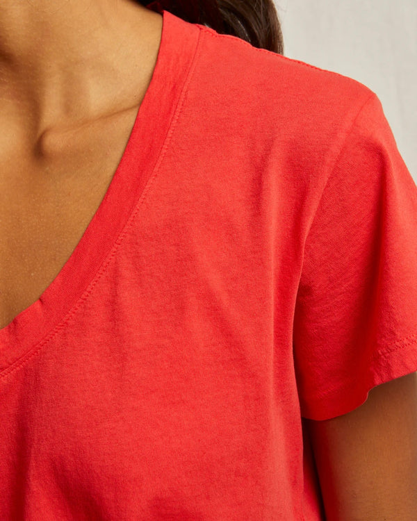 PWT Hendrix Boxy V Neck Tee in Poppy Red