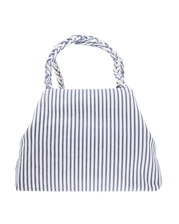 Bon Dep Ticking Fabric Shopper - Blue