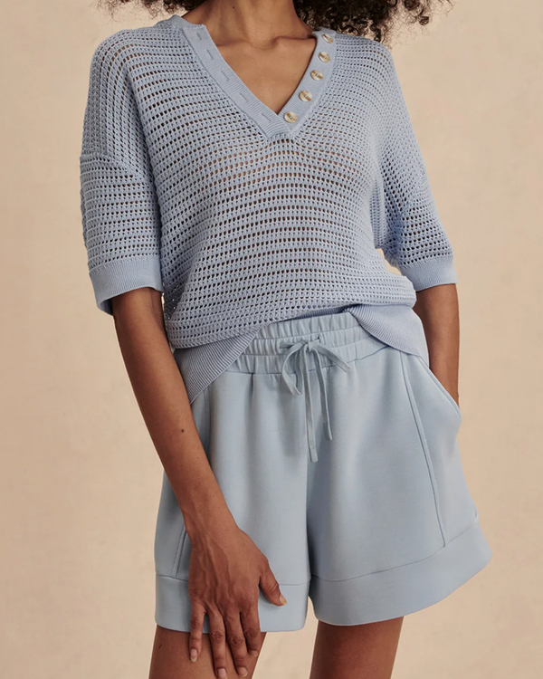 Varley Callie Knit Top in Cashmere Blue