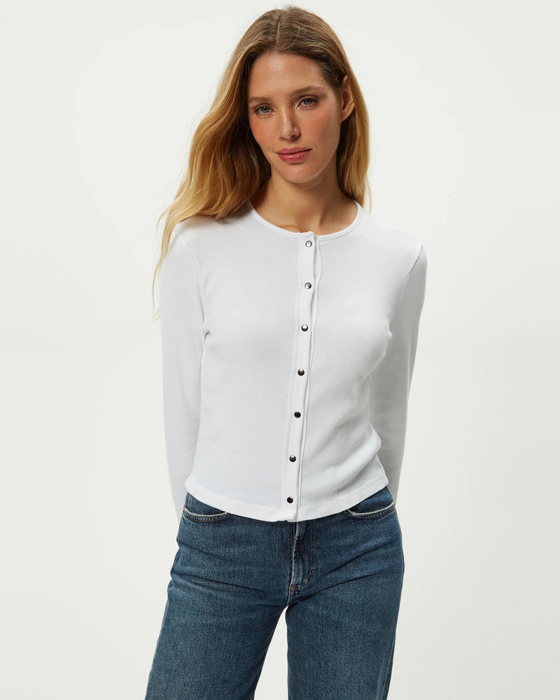 Michael Stars Trixie Crew Neck Snap Cardigan