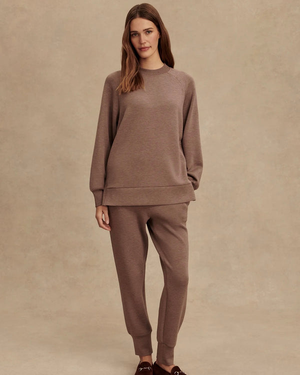 Varley Nicole Boyfriend Sweat in Deep Taupe Marl Fleck