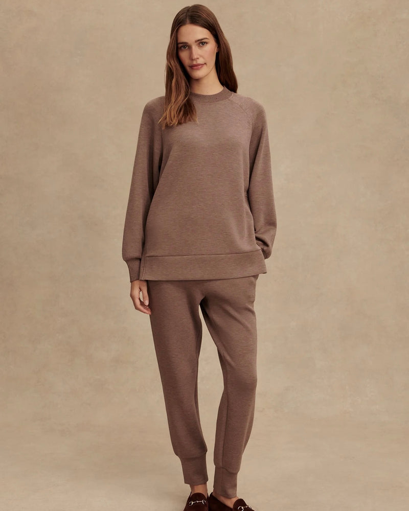 Varley Nicole Boyfriend Sweat in Deep Taupe Marl Fleck