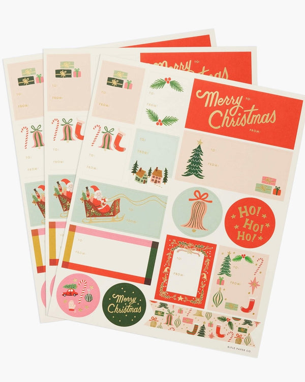 Rifle Paper Co. Pack of 3 Deck the Halls Stickers & Labels