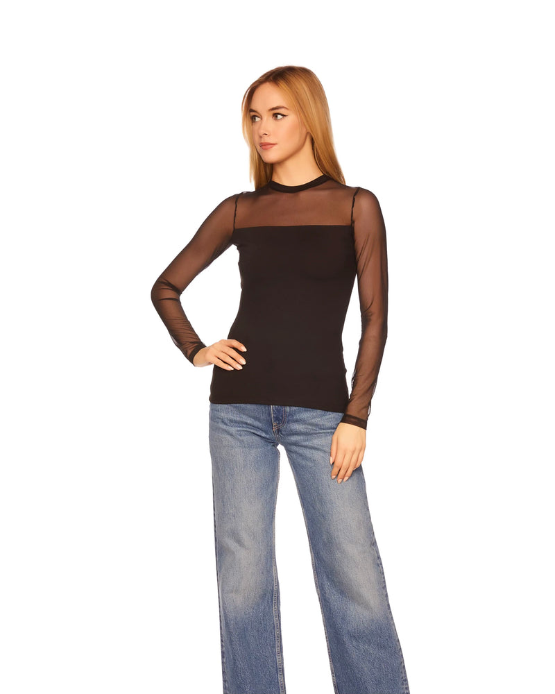 Susana Monaco Carryover Crew Neck Mesh Top