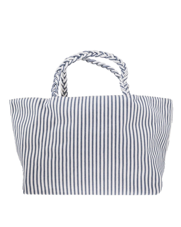 Bon Dep Ticking Fabric Shopper - Blue