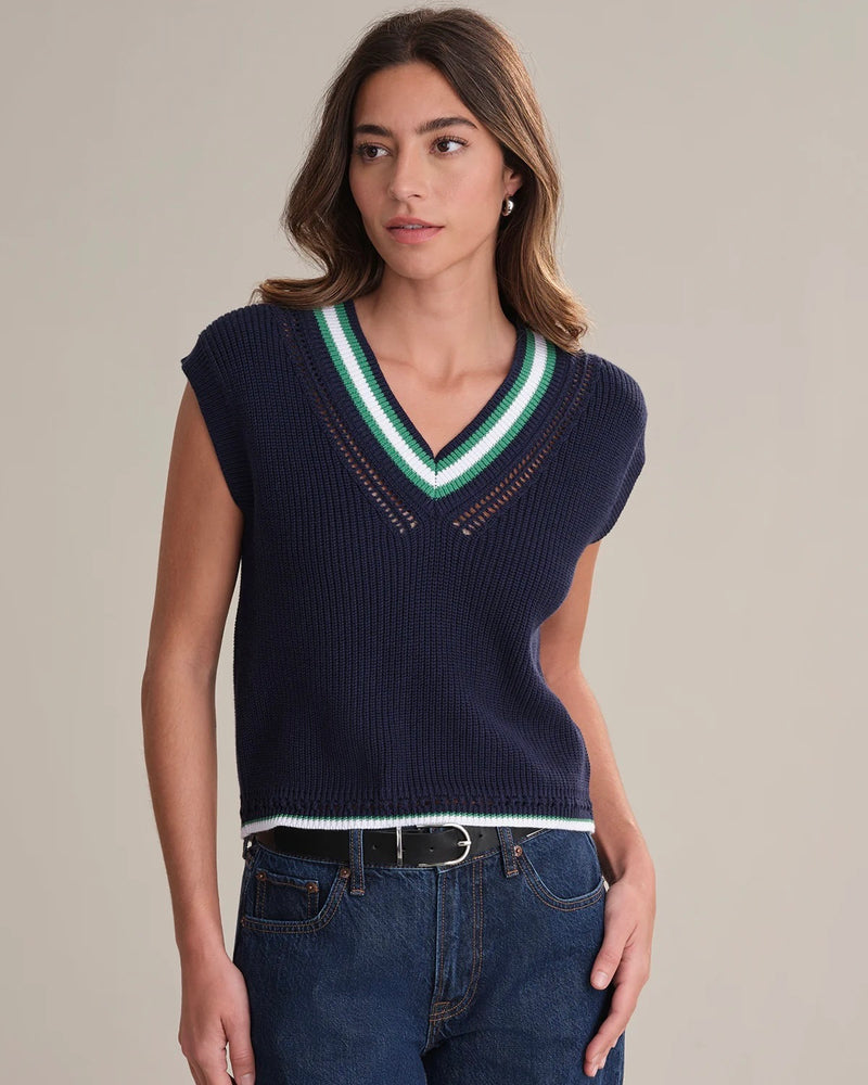 525 Wendy Varsity Crochet V Neck Vest