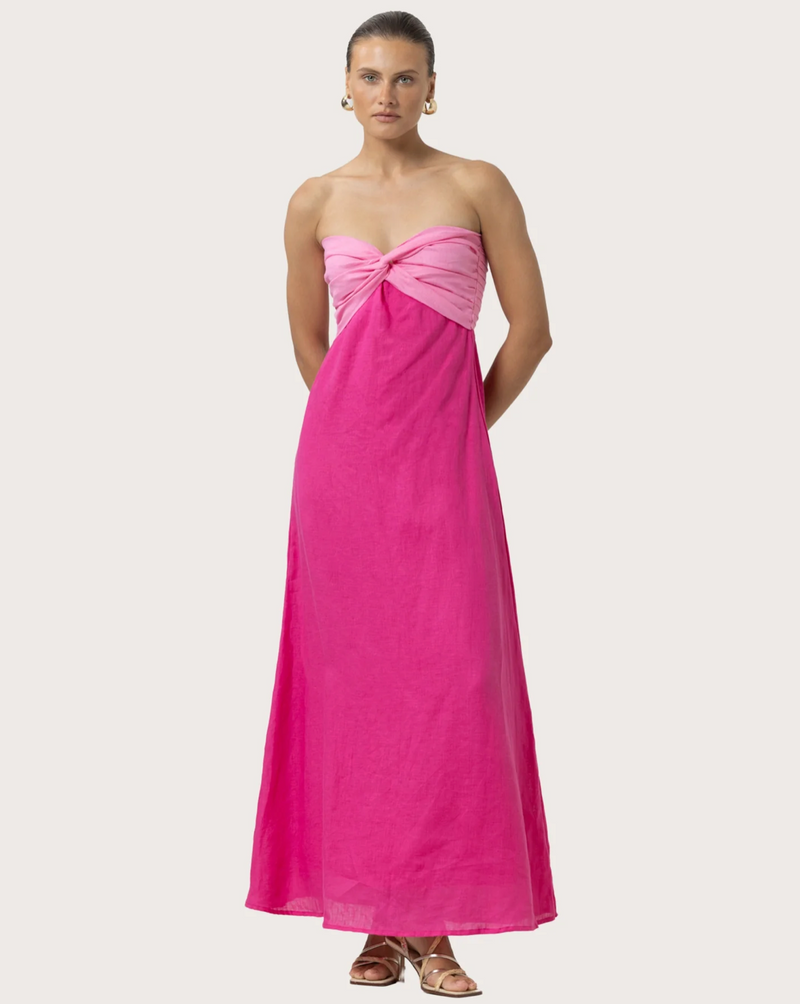 LUSANA Melody Linen Maxi Dress