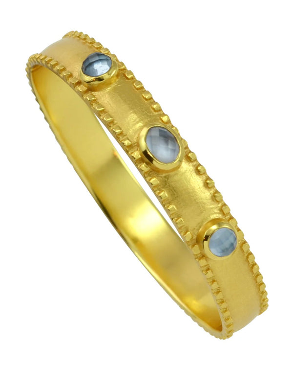 Betty Carre 18k Gold Plated Medaglia Tanzanite Cuff Bracelet