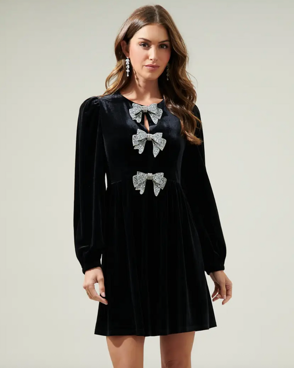 Sugarlips Glow Bow Velvet Mini Dress