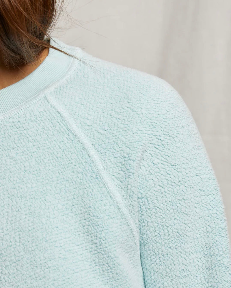 PWT Ziggy Inside Out Fleece Shrunken Crew in Iced Aqua