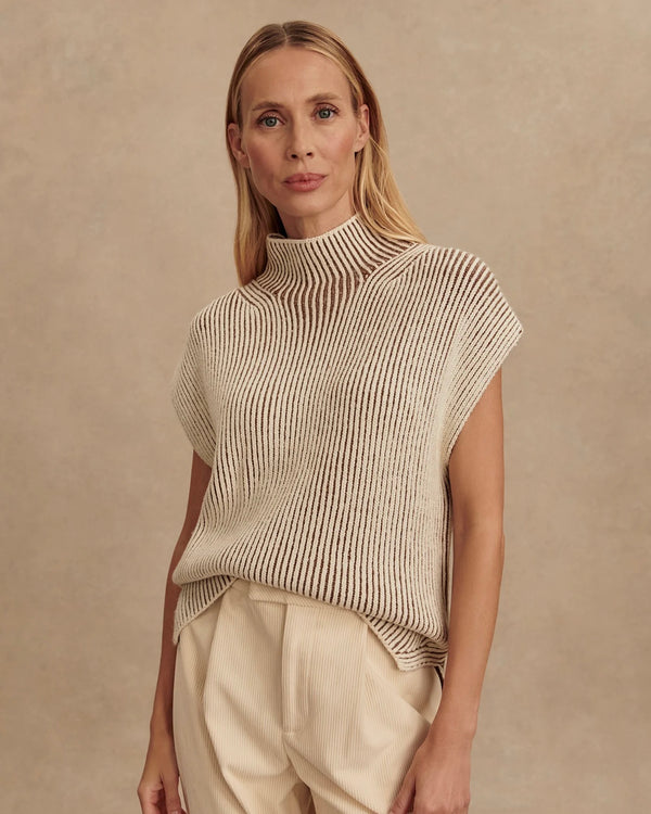 Varley Lauren Plated Knit Tank in Cocoa Dust