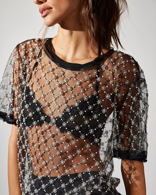 Free People Loir Embellished Knit Top