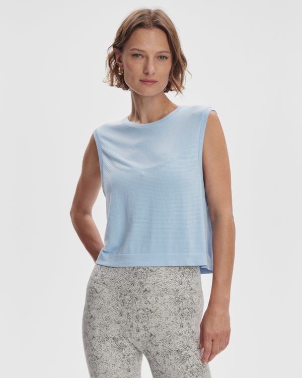 Varley Page Seamless Crop Tank in Cashmere Blue