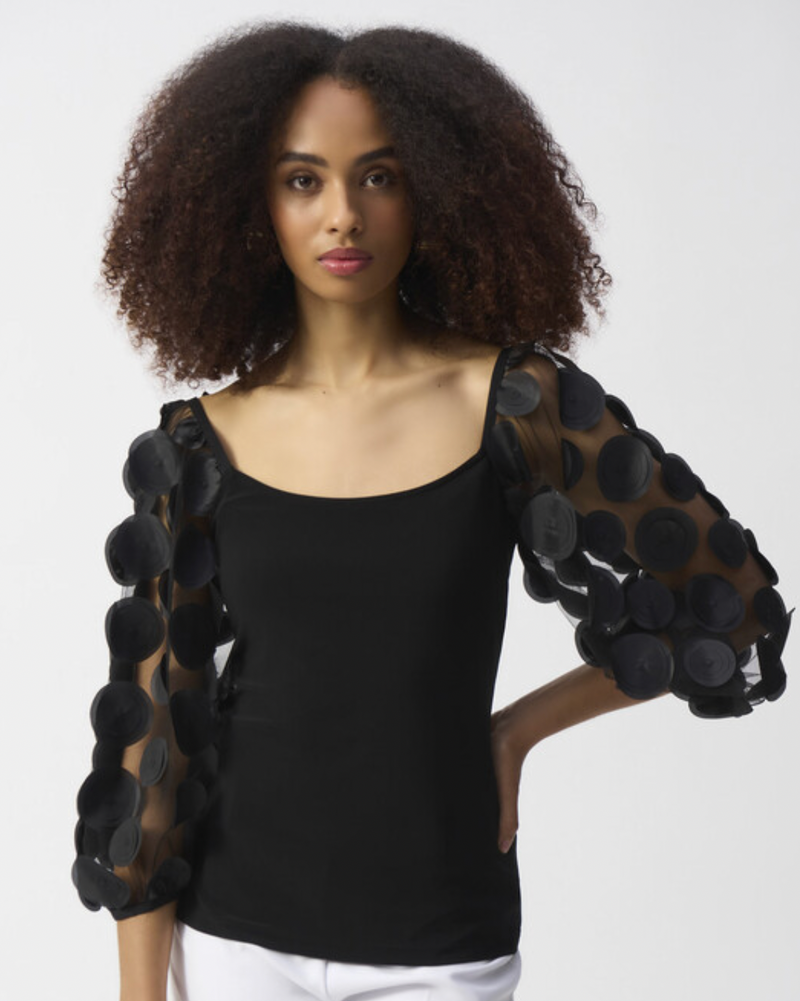 Joseph Ribkoff Polka Dot Sheer Blouse