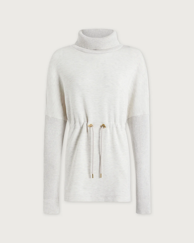 Varley Ethel Cinch Waist Sweat in Ivory Marl