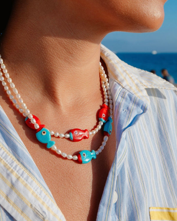 James Johnson Red Fish Blue Fish Necklace