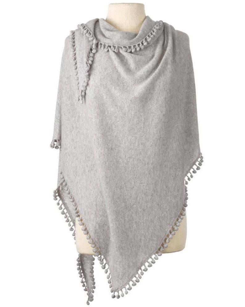 Captiva Cashmere Pom Pom Triangle Wrap