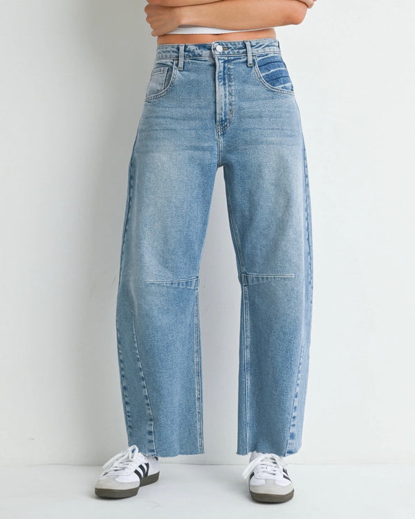 Just Black Denim Barrel Jean with Seams