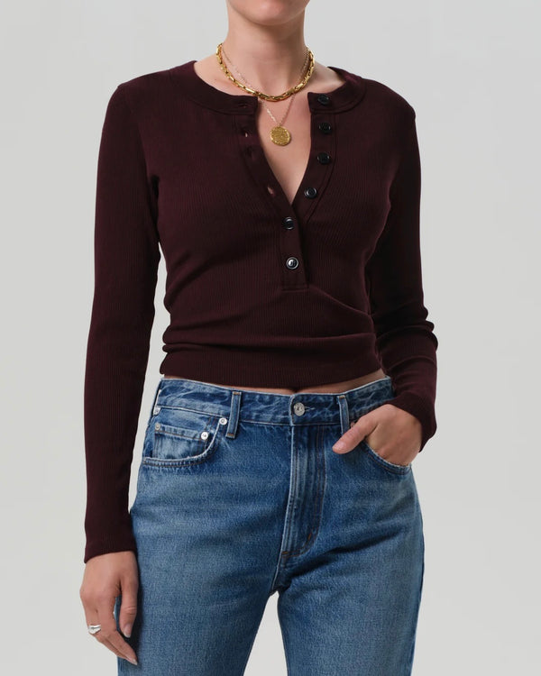 Citizens of Humanity Varra Henley in Mahogany