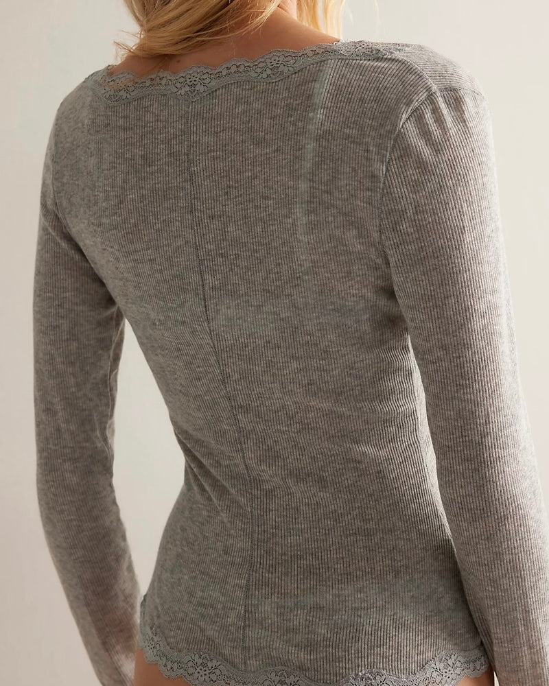 Free People Big Love Rib Cardi in Heather Grey