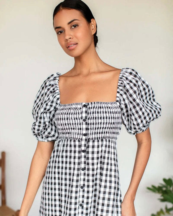Emerson Fry Santiago Dress Black + White Check